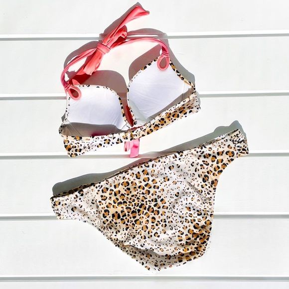 Victoria’s Secret Swim Leopard Print Push Up Bombshell Matching Bikini Set - Picture 3 of 12